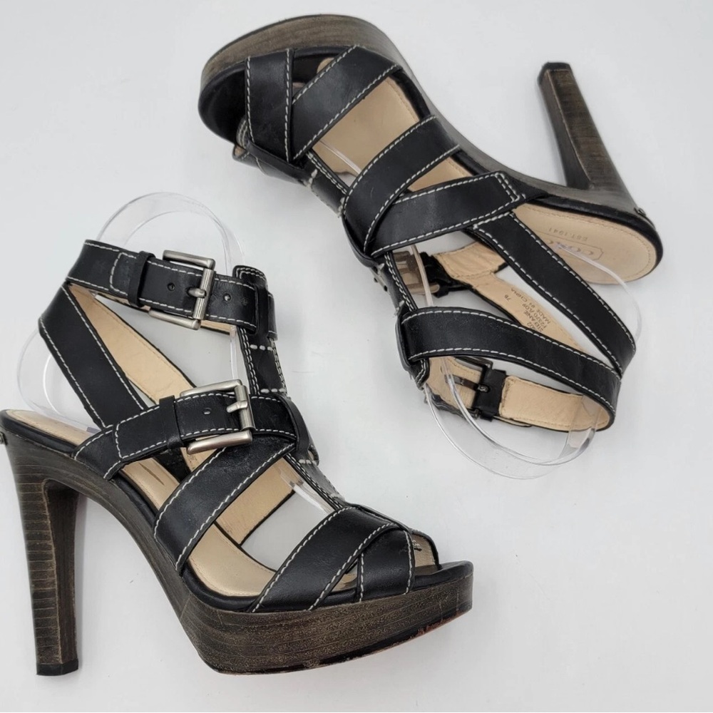 COACH Stefanie Buckle Gladiator HEEL PUMP Black Light Use Size 7 B - Picture 15 of 16